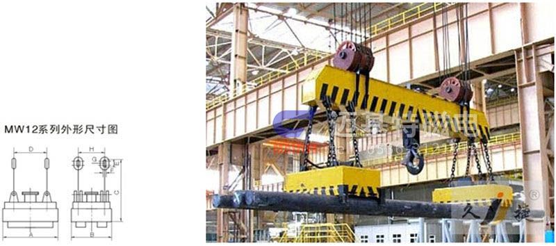 MW12系列、MW15系列吊運捆扎螺紋鋼、圓鋼用起重電磁鐵